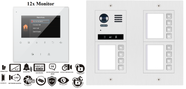 Preview: 12-Familienhaus Video Sprechanlage WEISS 4,3“ TFT ZD437+ DT821 2 Megapixel Fischaugenkamera